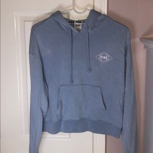 Pink Cropped Hoodie Blue